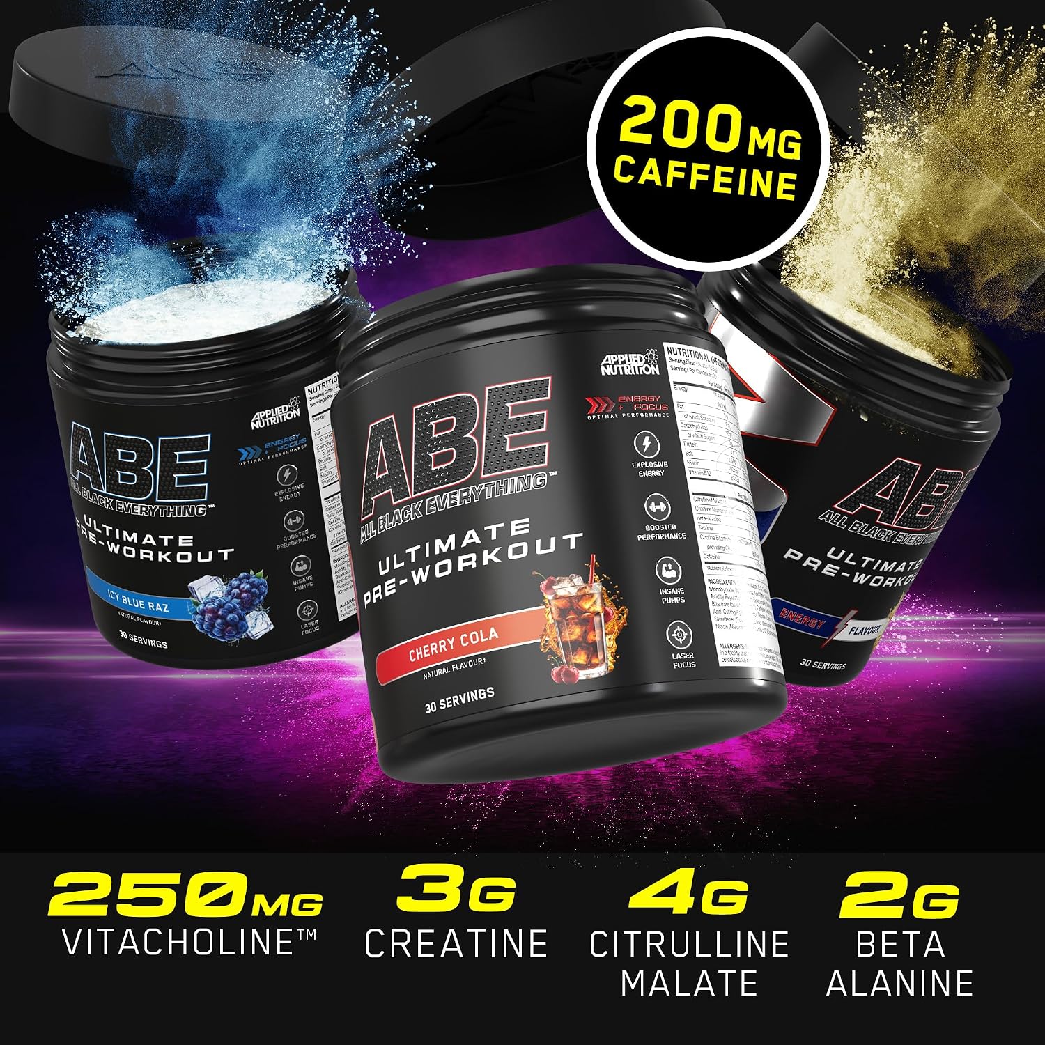 Applied Nutrition ABE Pre-Workout 375g 30Serving-High-Energy Pre-Workout with Citrulline, Creatine & Beta-Alanine for Physical Performance - (30 Servings)