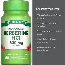 NATURE’S TRUTH Berberine HCl 500mg Veg caps 60s-Insulin resistance-Diabetes Management-Glucose metabolism