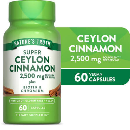 NATURE’S TRUTH Ceylon Cinnamon 2500mg w/Biotin&chromium QR veg caps 60