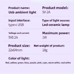 Car LED Interior Lights USB Plug-in – Colorful RGB Ambient Night Light, Mini Portable Atmosphere Lamp for Car, Bedroom & Travel Decoration