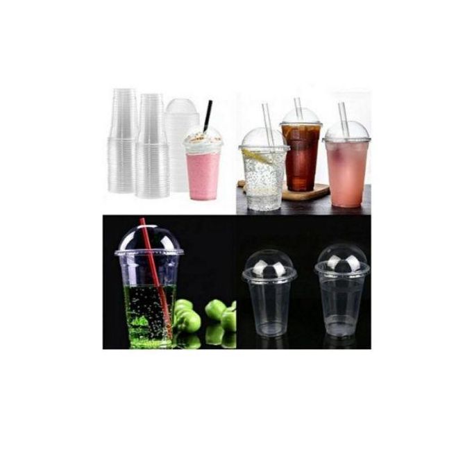 80-Piece Disposable Plastic Cups with Lids and Straws, Takeaway Drinking Cups for Cold Beverages, Juice, Iced Coffee, Smoothies, Parties and Events