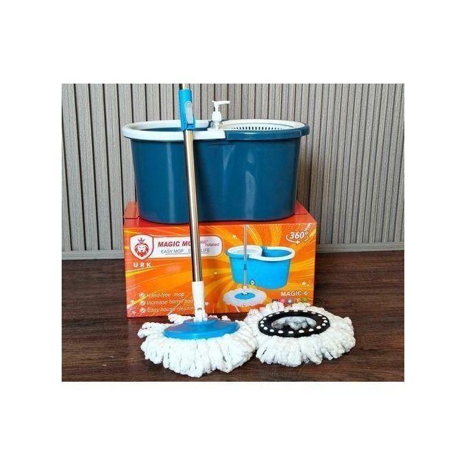 Spin Mob Portable Automatic Spin Mop and Bucket Set, 360° Rotating Handle with Microfiber Mop Heads for Home, Kitchen, Bathroom and Floor Cleaning