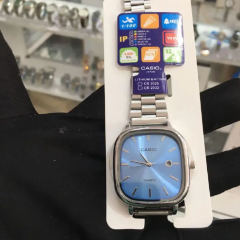 Casio Men's Classic Square Dial Quartz Watch with Metal Bracelet