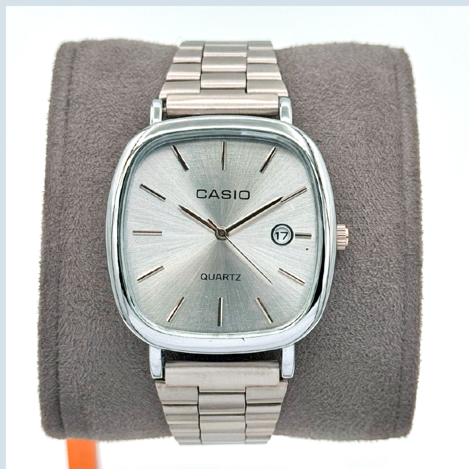 Casio Men's Classic Square Dial Quartz Watch with Metal Bracelet