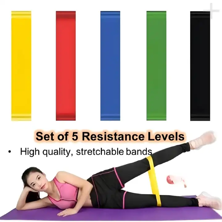 RESISTANCE BANDS, 5PCS DIFFERENT LEVEL YOGA RESISTANCE BANDS