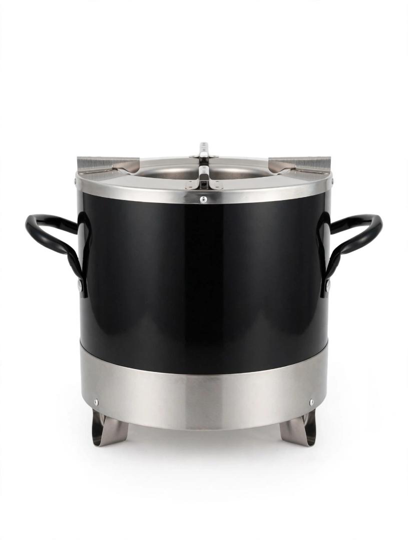 REKI JIKOKaa Black Stainless Steel and Ceramic Charcoal Energy Saving Jiko Stove Large Size for Home Indoor Outdoor Cooking Family Meals and BBQ