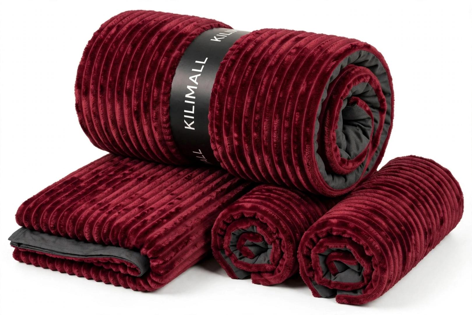 TC BRAND Premium Wide Ribbed Corduroy Velvet Fluffy Duvet Set in Deep Wine Red Maroon Color Size 6x7 4PCS Includes 1 Duvet 1 Bedsheet and 2 Pillowcases for Home Bedroom Hotel and Cold Season Warm Bedd