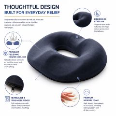 ORTHOPEDIC DONUT CUSHION SEAT RING PILLOW, HEMORRHOID RELIEF SITTING CUSHION, TAILBONE SUPPORT RING PILLOW, COCCYX PAIN RELIEF SEAT CUSHION, MEDICAL DOUGHNUT PILLOW FOR SITTING, POST SURGERY ORTHOPEDI