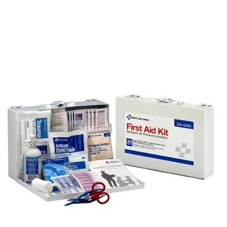 25 ITEM EMERGENCY FIRST AID BOX, GENERAL PURPOSE MEDICAL FIRST AID KIT, OFFICE AND WORKPLACE FIRST AID SUPPLIES, PORTABLE ACCIDENT RESPONSE KIT, VEHICLE SAFETY FIRST AID BOX, HEALTHCARE WOUND CARE KIT