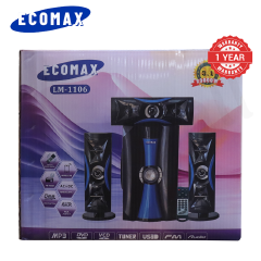 ECOMAX 3.1CH HI-FI Multimedia Bluetooth Woofer Home Audio System Speaker Systems Home Theater System Subwoofer with Remote Control 20000W USB SD FM DVD Input LM-1106