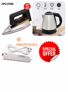 Ipcone 3-in-1 Home Appliance Combo – 2L Electric Kettle, Dry Iron Box & Extension Cable

Make everyday household tasks easier with the Ipcone 3-in-1 Home Appliance Combo. This practical bundle combine