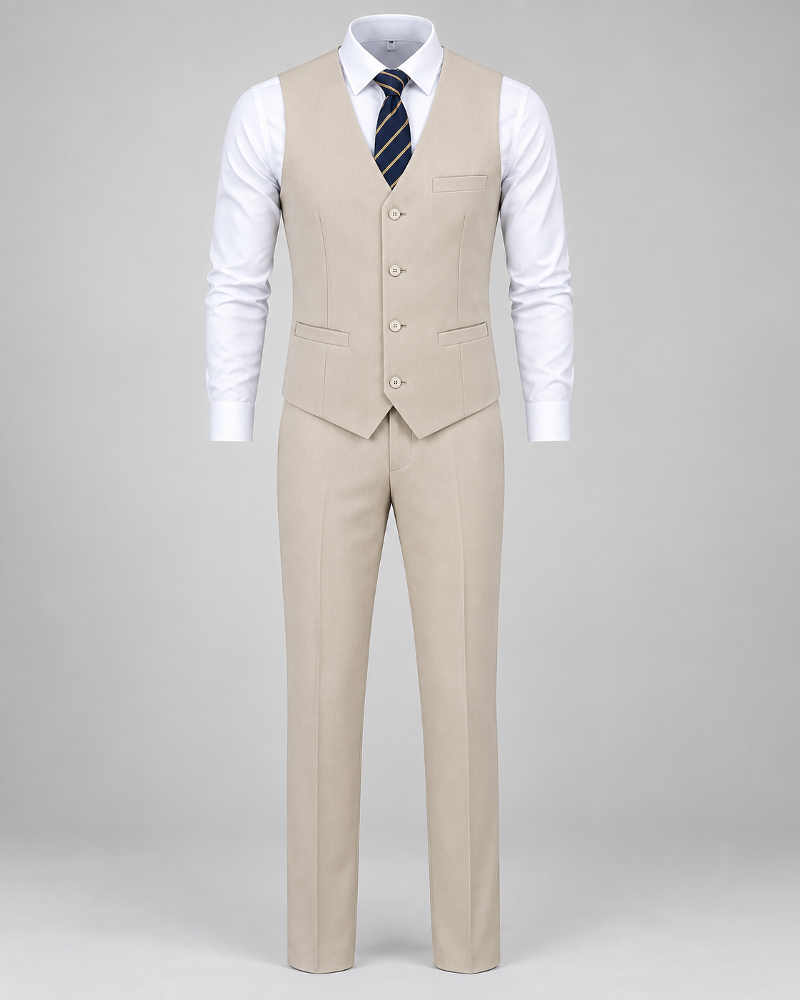 EASTER SALE HOT New British Style 3PC Trendy Elegant Handsome Men's Suit Vest Men's Clothing Tops Waistcoat European American White Fitting Official Shirt and Trouser