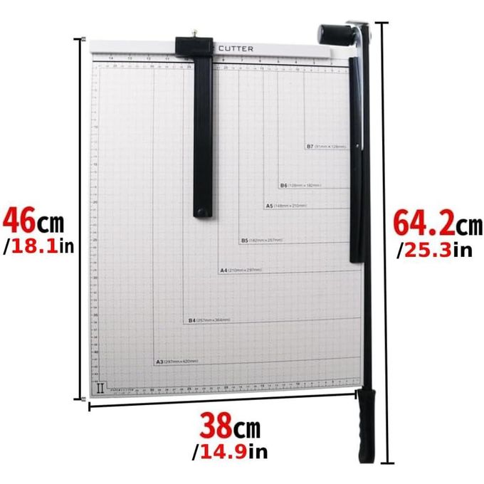 Offer Paper Cutter A3 Size 18 Inch, Guillotine Trimmer A3 A4, B5, A5, B6, B7. Capacity: Approx 12 Sheets. for Craft Paper, Coupon, Label and Cardstock