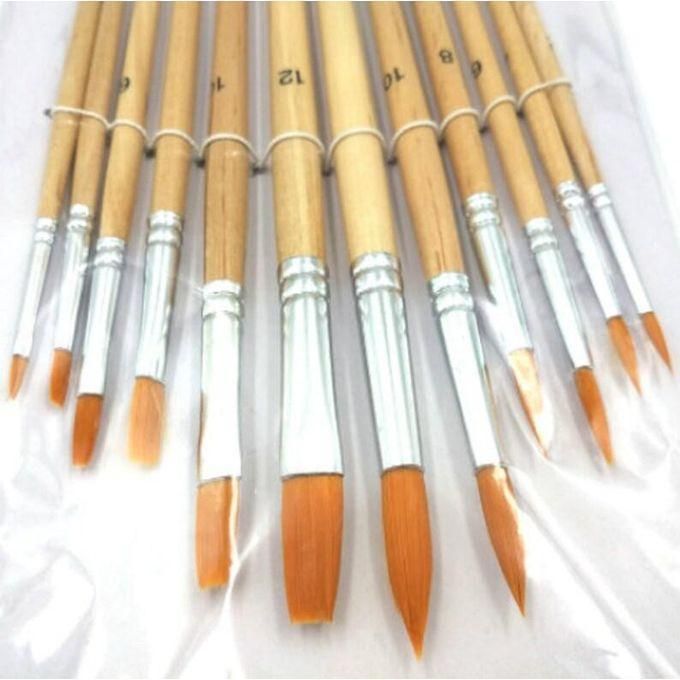 Offer Paint Brushes Set, 12 PCS Artist Brush for Acrylic Oil Watercolor Gouache Artist Professional Painting Kits with Synthetic Nylon Tips