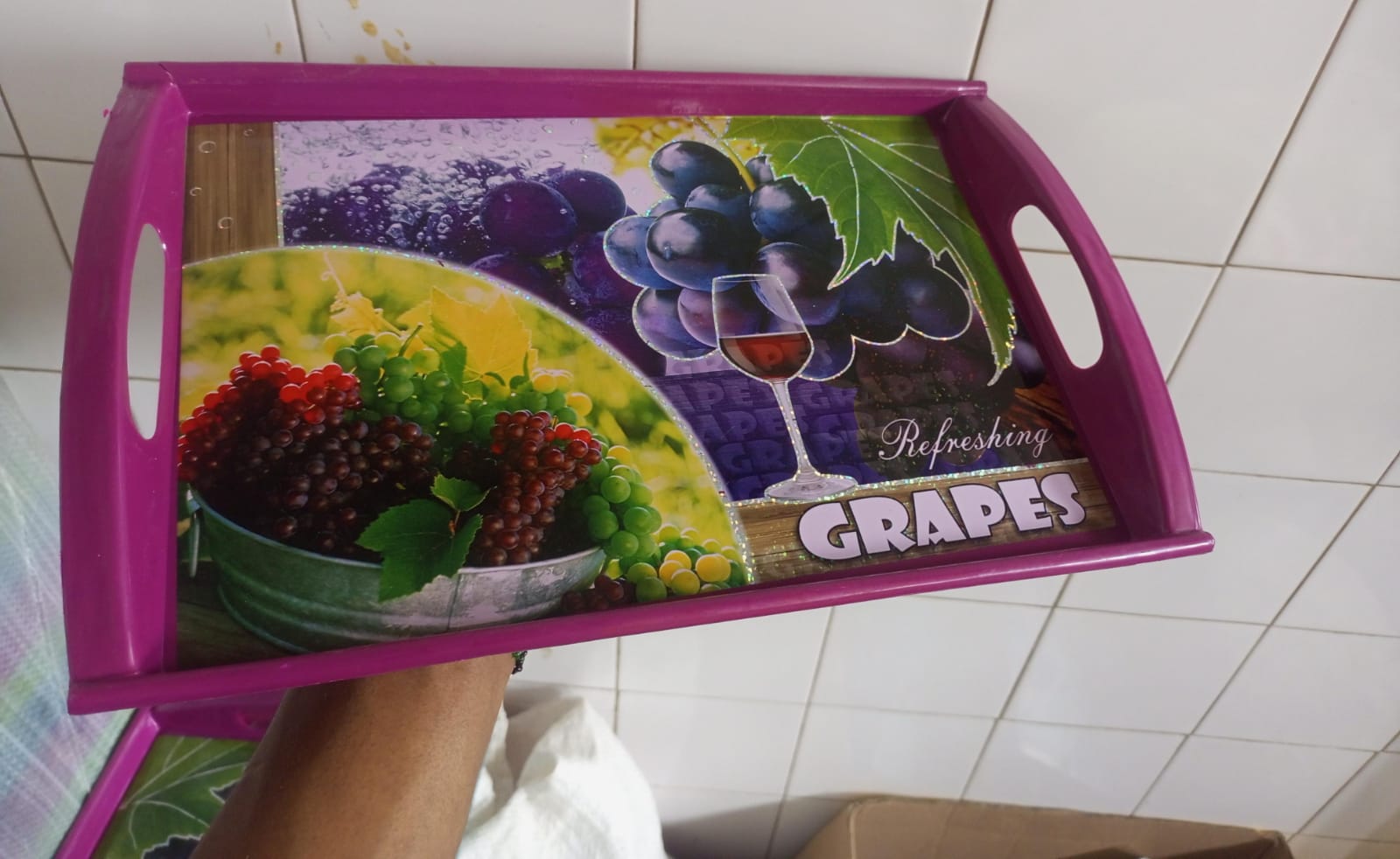 Plastic tray Italian tray small printed high-quality,food grade plastic,light weight,strong, and easy to clean plastic tray home restaurant hotel food and fruits tray