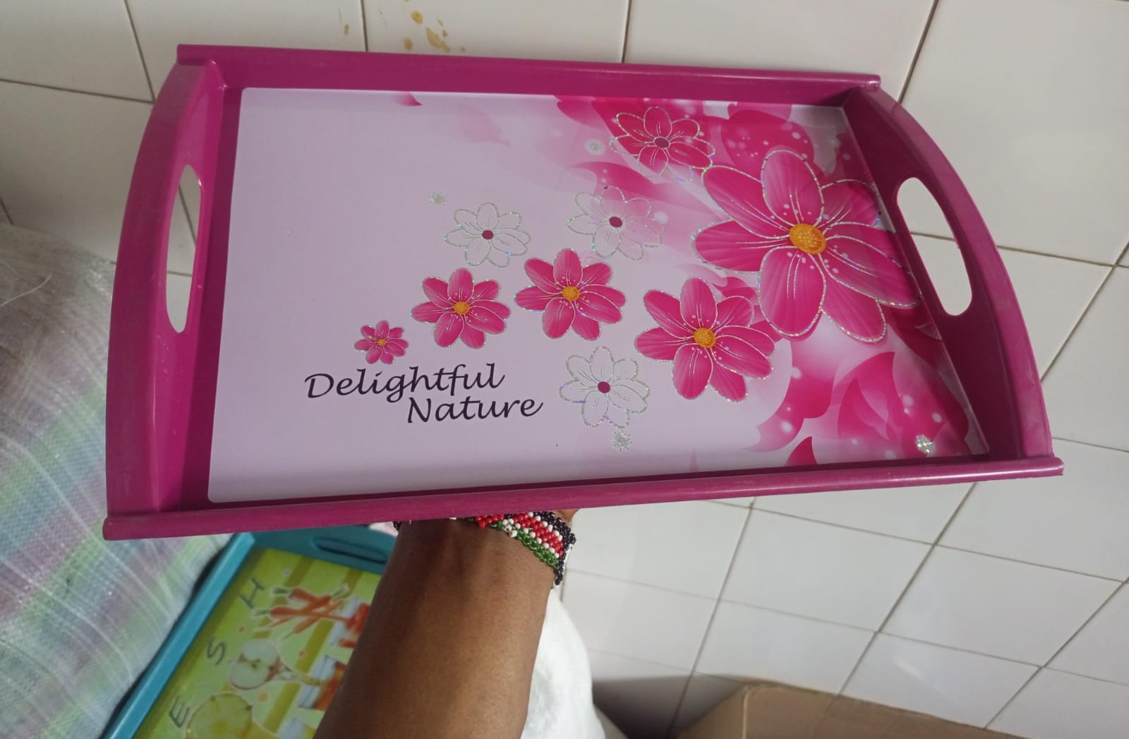 Plastic tray Italian tray small printed high-quality,food grade plastic,light weight,strong, and easy to clean plastic tray home restaurant hotel food and fruits tray