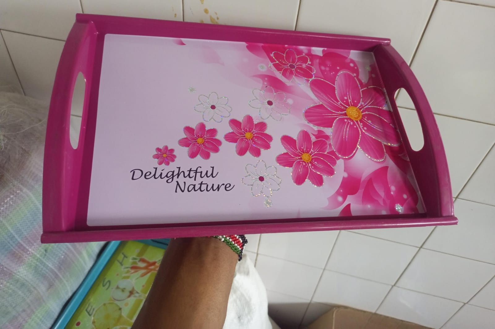 Plastic tray Italian tray small printed high-quality,food grade plastic,light weight,strong, and easy to clean plastic tray home restaurant hotel food and fruits tray