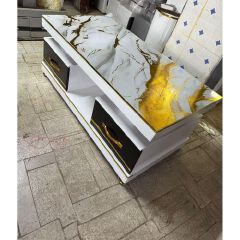 CLEARANCE OFFER Executive White Coffee Table – Modern Luxury Center Table with Marble Top Finish