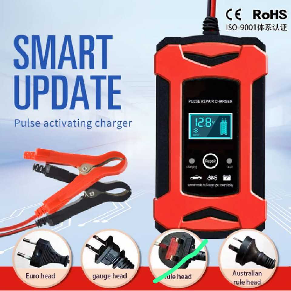 12V Smart Battery Charger – Pulse Repair for Motorcycle, Car & Lead-Acid Batteries
