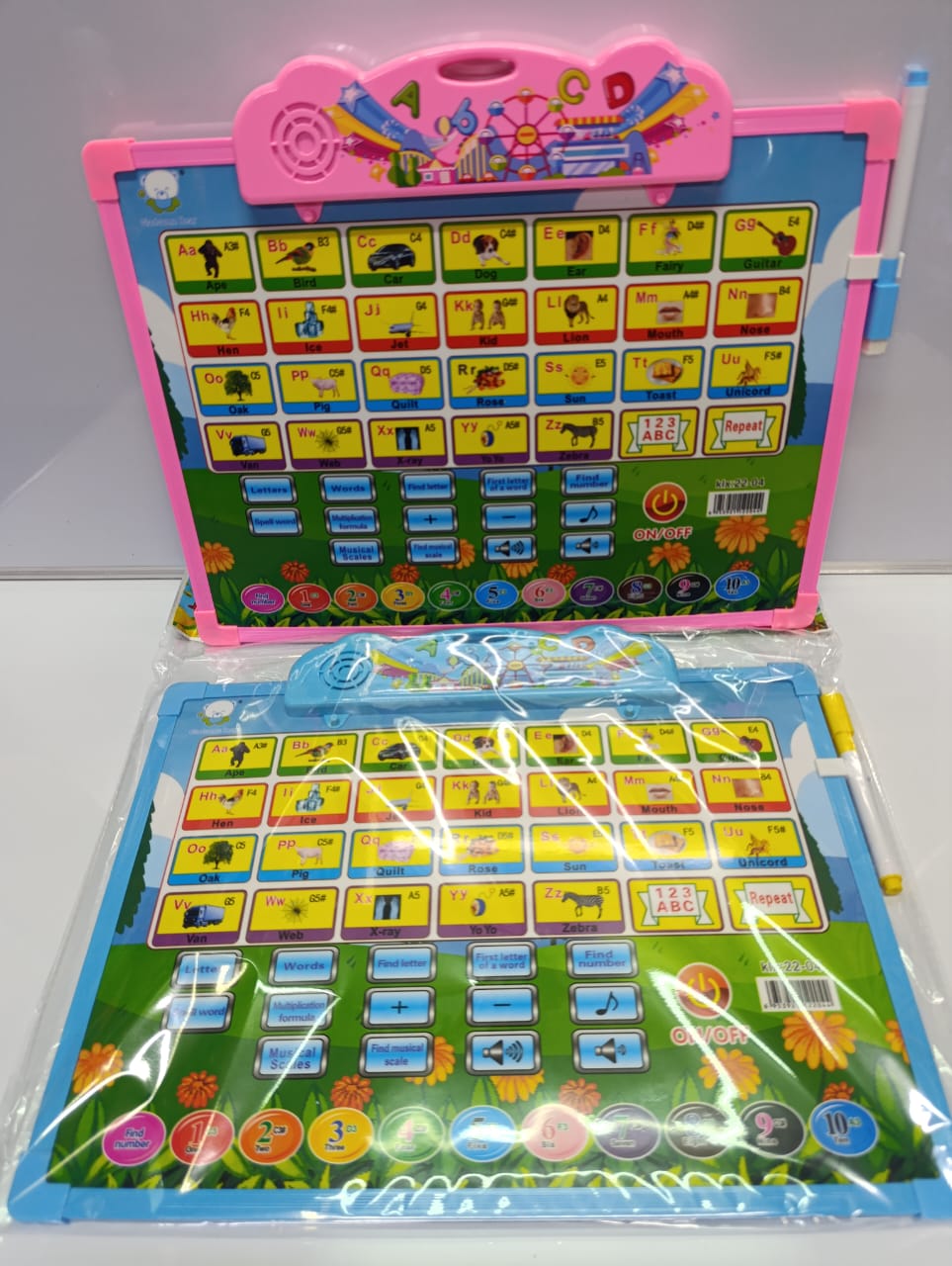 Battery Operated Drawing & Writing Board 36×26cm – Kids LCD Learning Tablet (Blue & Pink), Encourages creativity, learning and early writing skills, Lightweight and portable for travel and school use.