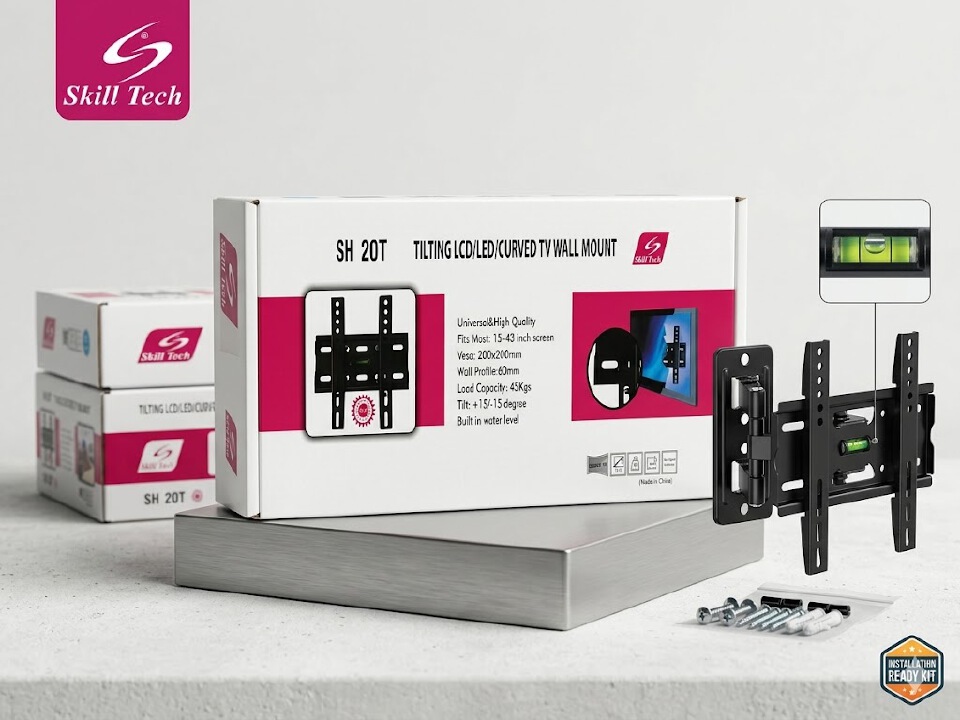 20T Tilting TV Wall Mount Bracket (15"–43") - Strong tilting wall mount design for better viewing angles, Heavy-duty reinforced steel construction.