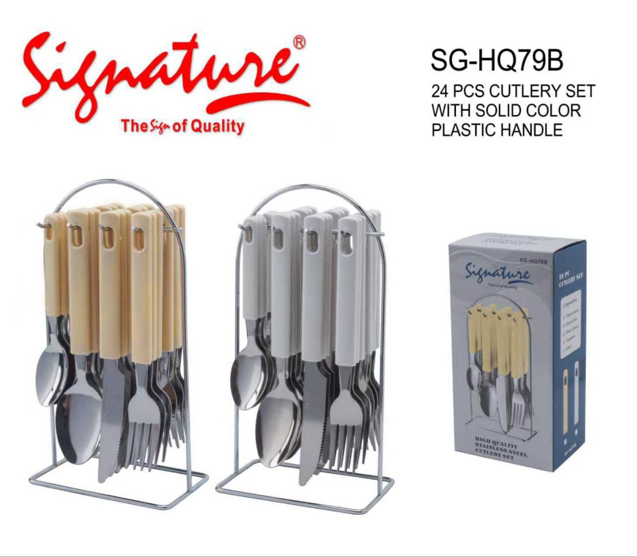Signature 24 Pcs Stainless Steel Cutlery Set – Elegant Dining Utensils Set for Home & Kitchen, Includes knives, forks, tablespoons and teaspoons, Rust-resistant, easy to clean and dishwasher safe.