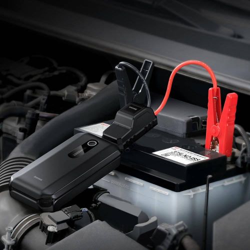 Baseus Super Energy Air Car Jump Starter Built-in 10000mAh Power Bank 1000A Max Peak Current 12V Car Jump Starter (Up to 4.0L Gas, 2.5L Diesel Engines) Emergency Portable Phone Charger Black