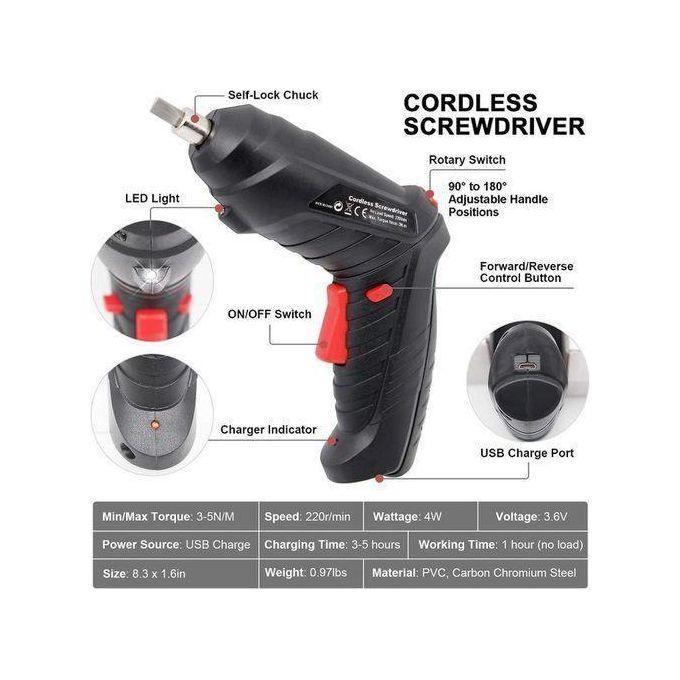Rechargeable Electric Screwdriver Portable Set, With 47pcs-in-1  Cordless Drill Accessories Power Tool Kit for Home DIY & Furniture Assembly with Interchangeable Bits