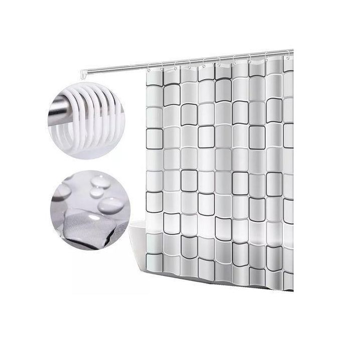Shower Curtain Liner Waterproof – 180 x 180 PEVA Premium Shower Curtain with 12 Plastic Grommets Hooks Polyester Waterproof Printed