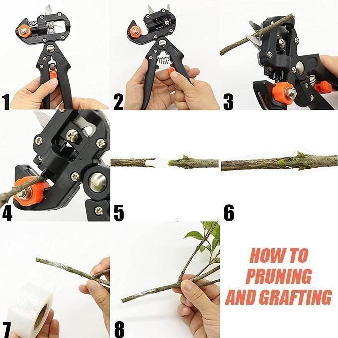 2 in 1 Garden Tree Grafting Tool Kit with 3 Replacement Blades, Gardening Pruning Tool Set,for Plant Branch Vine Fruit Tree Cutting, Snip Grafting Plant Cutting Tool & Trimming Prune Shears V-Graft Om