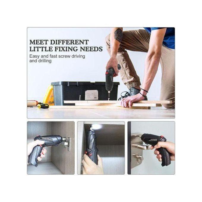 Rechargeable Electric Screwdriver Portable Set, With 47pcs-in-1  Cordless Drill Accessories Power Tool Kit for Home DIY & Furniture Assembly with Interchangeable Bits