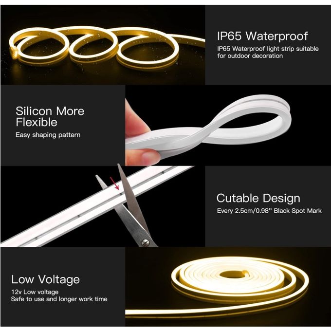 12V Neon Yellow Light Led Neon Strip 5Metres