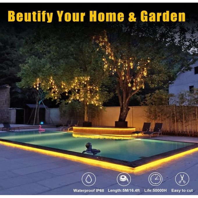 12V Neon Yellow Light Led Neon Strip 5Metres