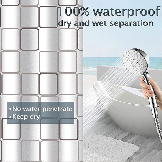 Shower Curtain Liner Waterproof – 180 x 180 PEVA Premium Shower Curtain with 12 Plastic Grommets Hooks Polyester Waterproof Printed