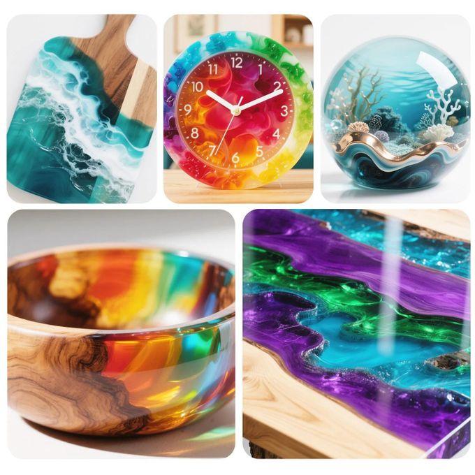 Crystal Clear Epoxy Resin Starter Kit for River Table Tops, Art Casting Jewelry Projects, Silicone DIY Craft Molds and Pigment for Art Craft Quick Curing Time (Ratio 1:1, 0.25kg:0.25kg) 0.5KG Net