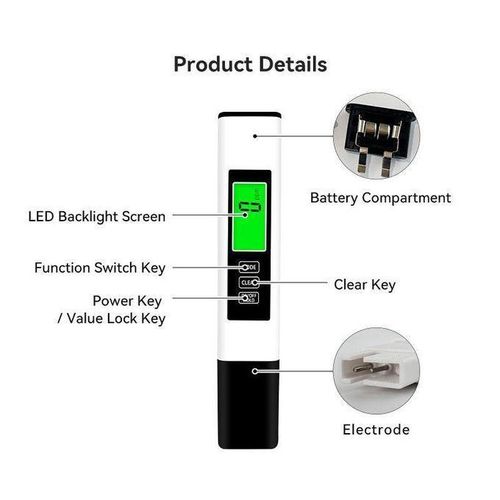 Tds Meter Digital Water Tester - Accurate and Reliable TDS EC & Temp(°C,°F) Meter - 0-9999ppm - Professional Testing for Drinking Water, RO/DI System, Aquariums etc