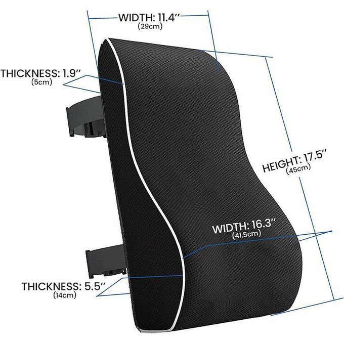 Lumbar Support Pillow for Office Chair and Car - Back Pain Relief Cushion with Memory Foam, Breathable 3D Mesh Cover, Double Adjustable Straps - Ergonomic Back Support for Gaming Chair, Desk