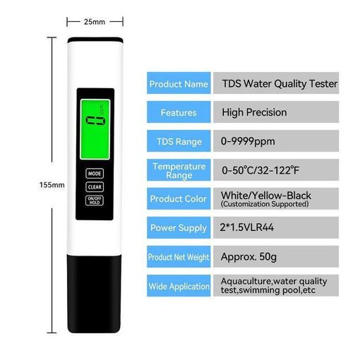 Tds Meter Digital Water Tester - Accurate and Reliable TDS EC & Temp(°C,°F) Meter - 0-9999ppm - Professional Testing for Drinking Water, RO/DI System, Aquariums etc