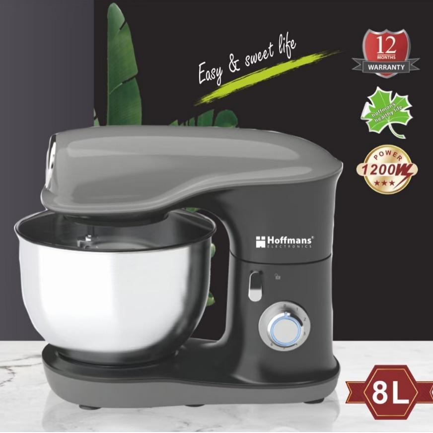 Hoffmans heavy1200W Stand Mixer – High-Performance Kitchen Machine with 8.0L Stainless Steel Bowl, adjustable Speed Settings, Pulse Function & Full Accessory Set for Dough, Cakes, Creams & Baking Prep