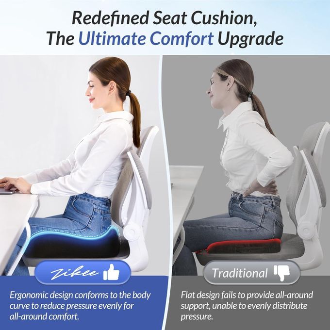 Seat Cushion, Memory Foam Cushion for Office Chair - Ergonomic Chair Cushions for Tailbone Pain Relief, Sciatica & Back Support, Office Chair Cushion & Car Seat Cushion