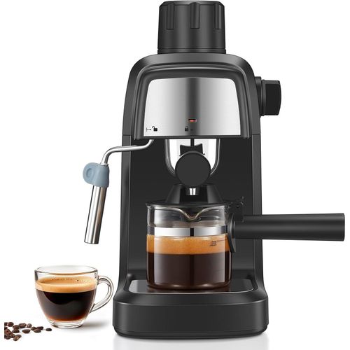Hoffmans 3.5 Bar Espresso Machine, Compact Expresso Coffee Machines for Home, 4-Cup Espresso Maker with Milk Frother for Cappuccino & Latte, Fast Heating System, Easy-to-Use, 1200W, Black