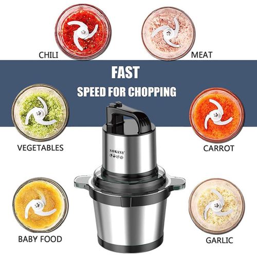 Sokany Electric Food Processor, 800W Meat Grinder & Vegetable Chopper with 4.0L Bowls for Home Use, Food Chopper with Double S-Blades for Vegetable, Onion, Garlic, Meat, Nuts, Black