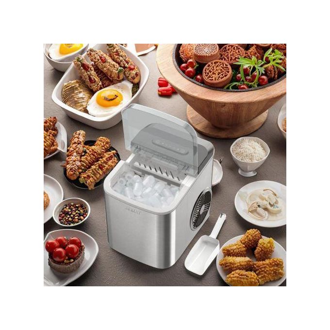 Sokany Quality Countertop Ice Maker,Portable Ice Cube Machine with Self-Cleaning,26lbs/24Hrs,9 Bullet Ice Cubes in 6 Mins, Ice Basket and Scoop,Ideal for Home,Kitchen,Bar,Camping (silver)