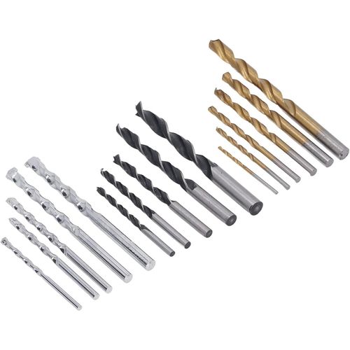 16Pcs Drill Bits Set, With HSS and HCS Bits, Heat Resistance, 135 Degree Spilt Point, For Hardened Metal, Concrete, Stone and Wood