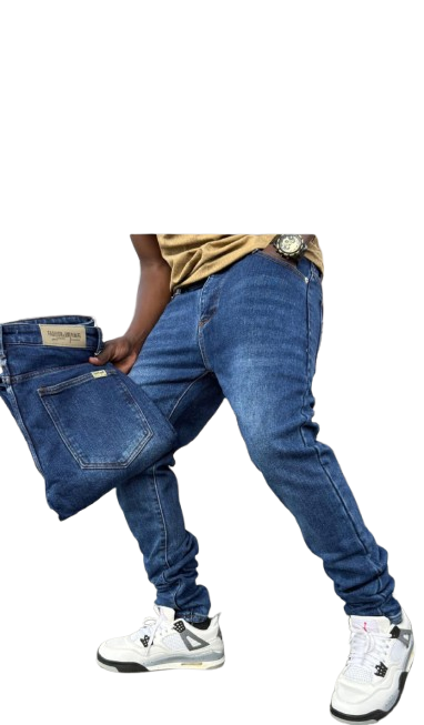 MEN'S JEANS | 1 Medium Wash Non-Fade Indigo Blue Jeans - High Quality Denim, Straight fit design (not slim fit) for comfort and relaxed wear, Durable fabric suitable for daily use and rough wear.