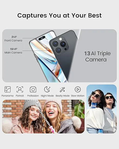 Corn C16 Pro Max 64GB Storage +5(2+3Extended ) RamUnlocked Cell Phone, Android 6.6"HD +WATERDROP SCREEN 13MP Main Camera,8mp Front camera 5000mAh Dual SIM, Face ID, GPS, OTG SMARTPHONE