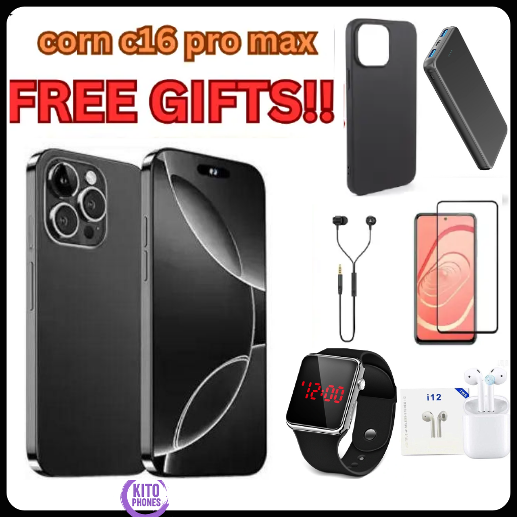 {NEW ARRIVALS!!} Corn C16 Pro Max 64GB Storage +5(2+3Extended ) Ram , Android 6.6"HD +WATERDROP SCREEN 13MP Main Camera,8mp selfie 5000mAh Dual SIM, Face ID, GPS, OTG SMARTPHONE+FREE GIFTS FOR YOU