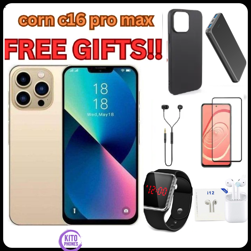 {NEW ARRIVALS!!} Corn C16 Pro Max 64GB Storage +5(2+3Extended ) Ram , Android 6.6"HD +WATERDROP SCREEN 13MP Main Camera,8mp selfie 5000mAh Dual SIM, Face ID, GPS, OTG SMARTPHONE+FREE GIFTS FOR YOU