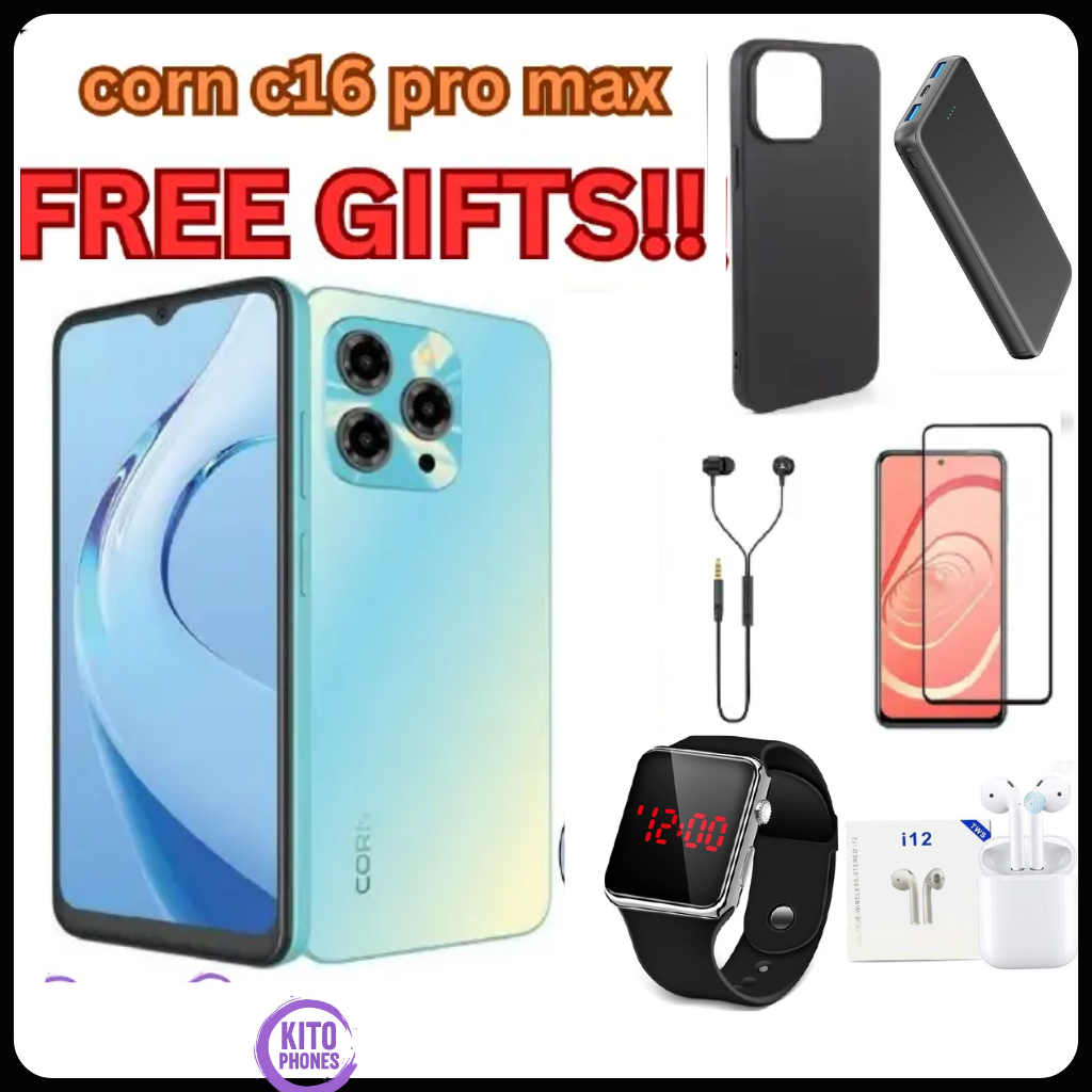 {NEW ARRIVALS!!} Corn C16 Pro Max 64GB Storage +5(2+3Extended ) Ram , Android 6.6"HD +WATERDROP SCREEN 13MP Main Camera,8mp selfie 5000mAh Dual SIM, Face ID, GPS, OTG SMARTPHONE+FREE GIFTS FOR YOU