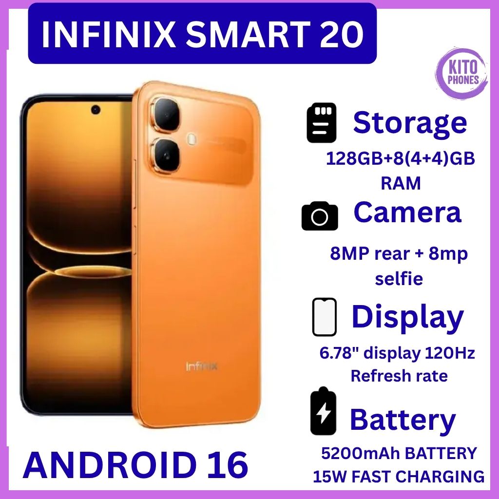 [NEW ARRIVAL] INFINIX Smart 20 128GB+4GB 6.67" 120Hz Display Dual Speakers Dual SIM 4.5G Slim Phone 5200mAh Battery 15W Charging IP64 Fingerprint Lock Android 16 SMARTPHONE +FREE GIFTS JUST FOR YOU